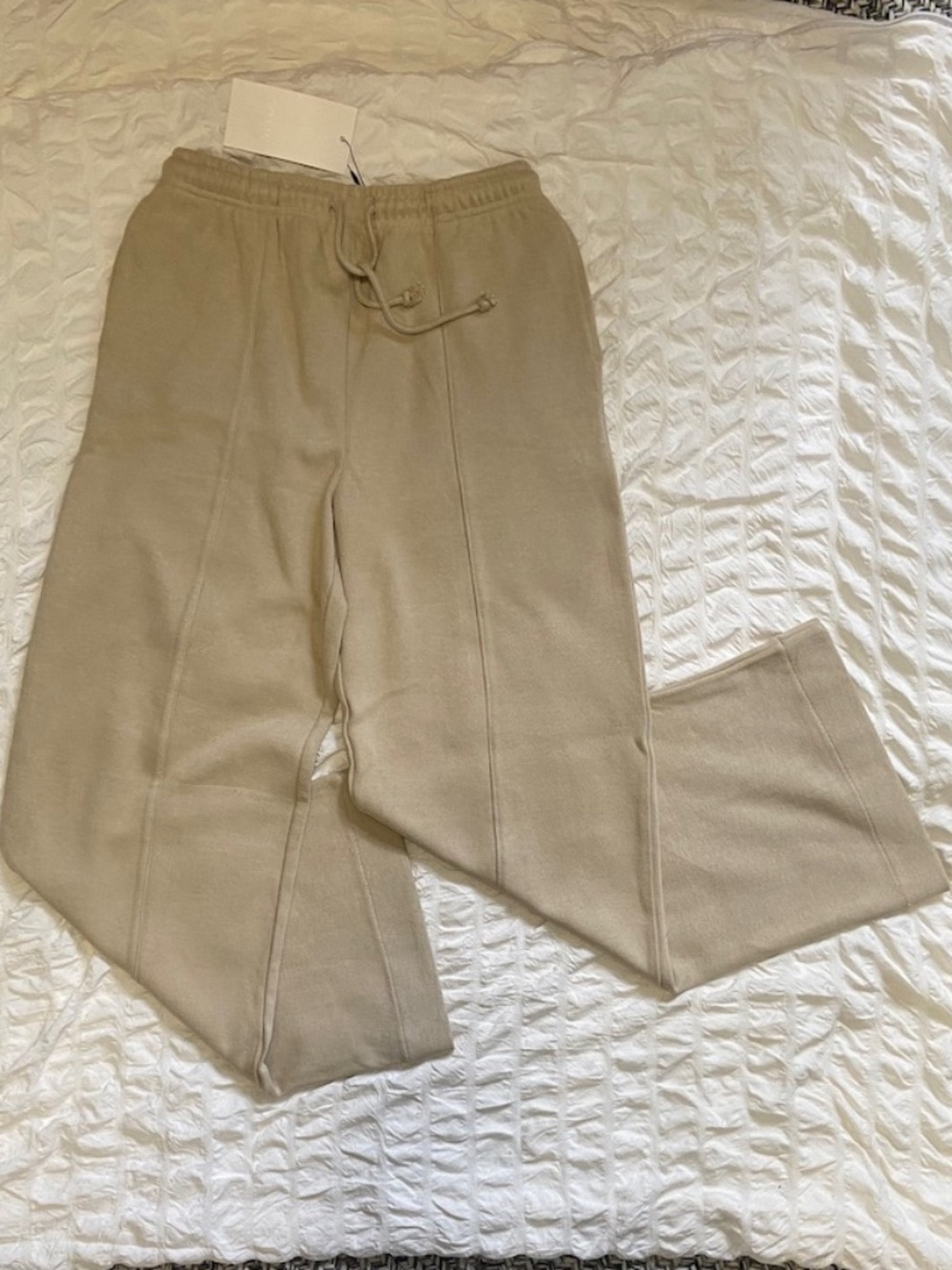 NWT Zara Wide Leg Sweat Pants in Tan - Size Small
